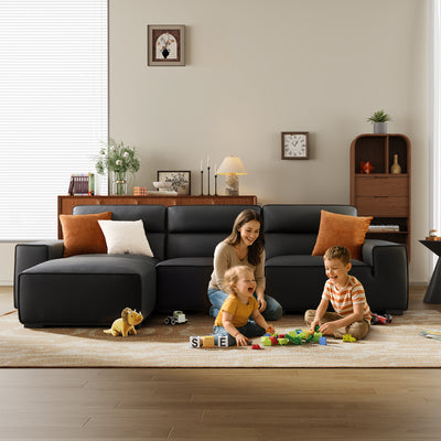 Domus High-Back Modular Leather Sofa and Ottoman