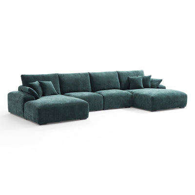 The Empress Navy Blue U Shaped Sectional-Green-161.4"