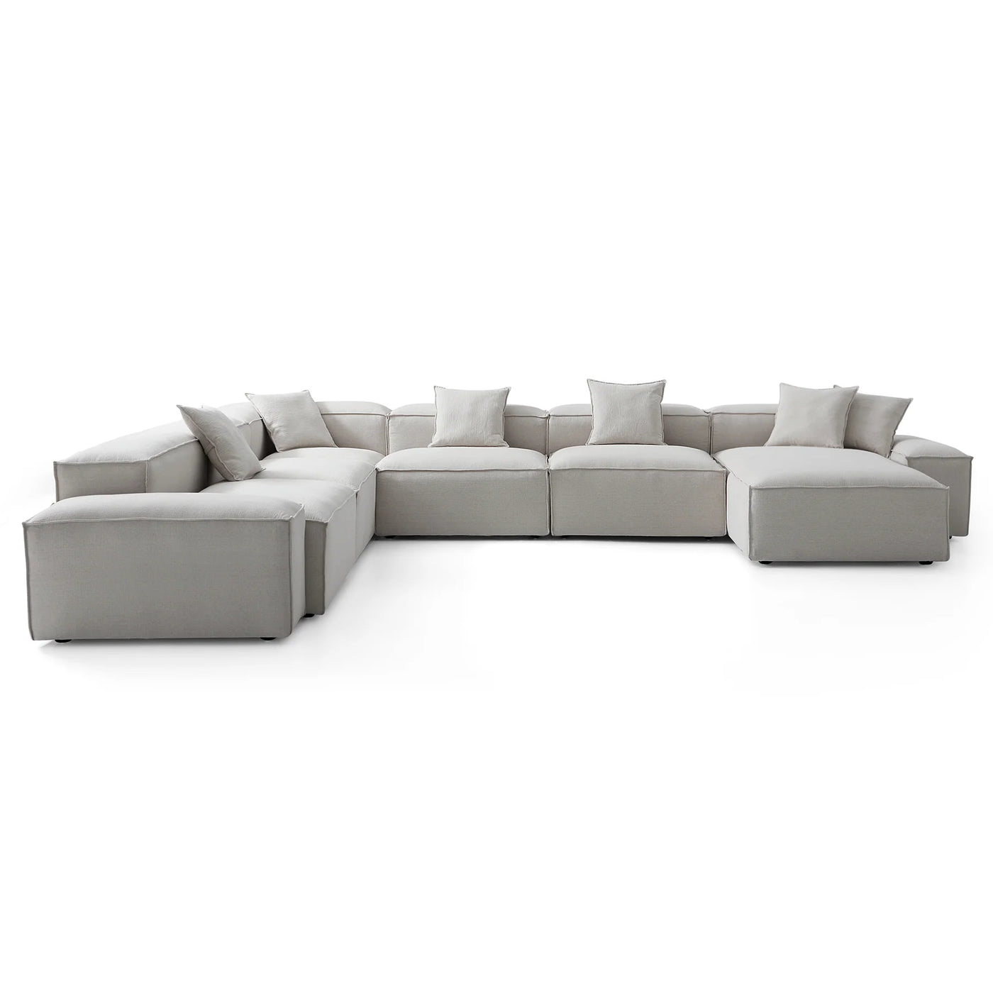 Freedom Modular Khaki U Shaped Sectional Sofa-Gray-181.1"-Low