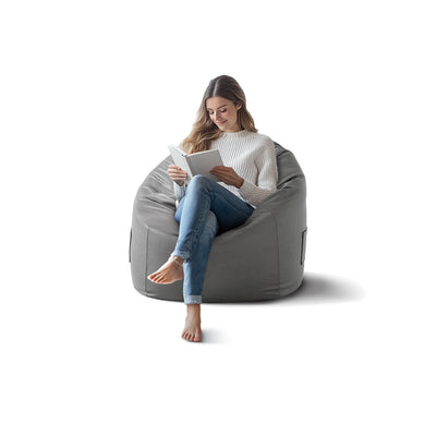 Litton Gray Leathaire Bean Bag-Light Gray