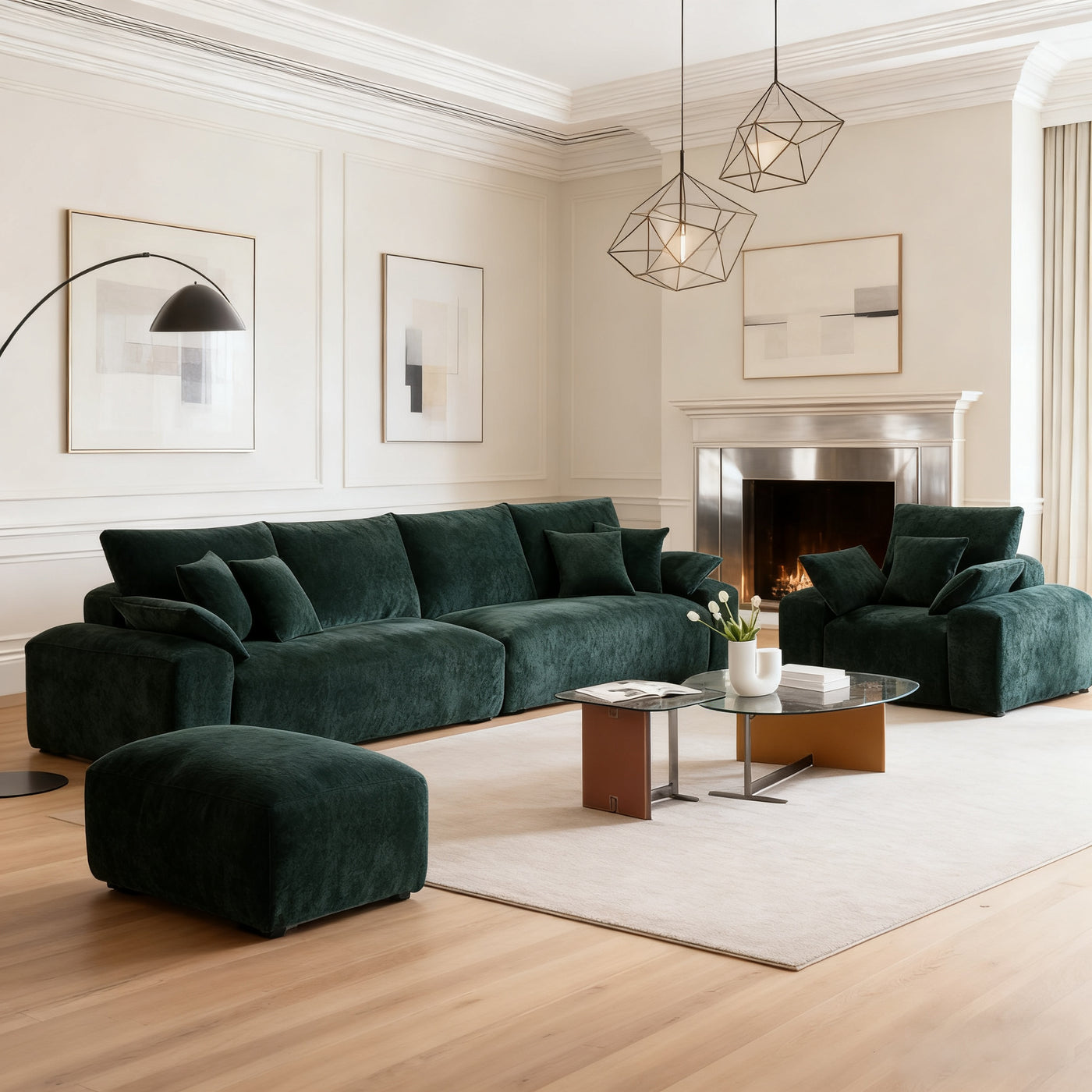 The Empress Green Sofa Set-Green