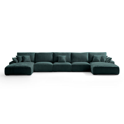 The Empress Green U Shaped Sectional-Green-196.9"