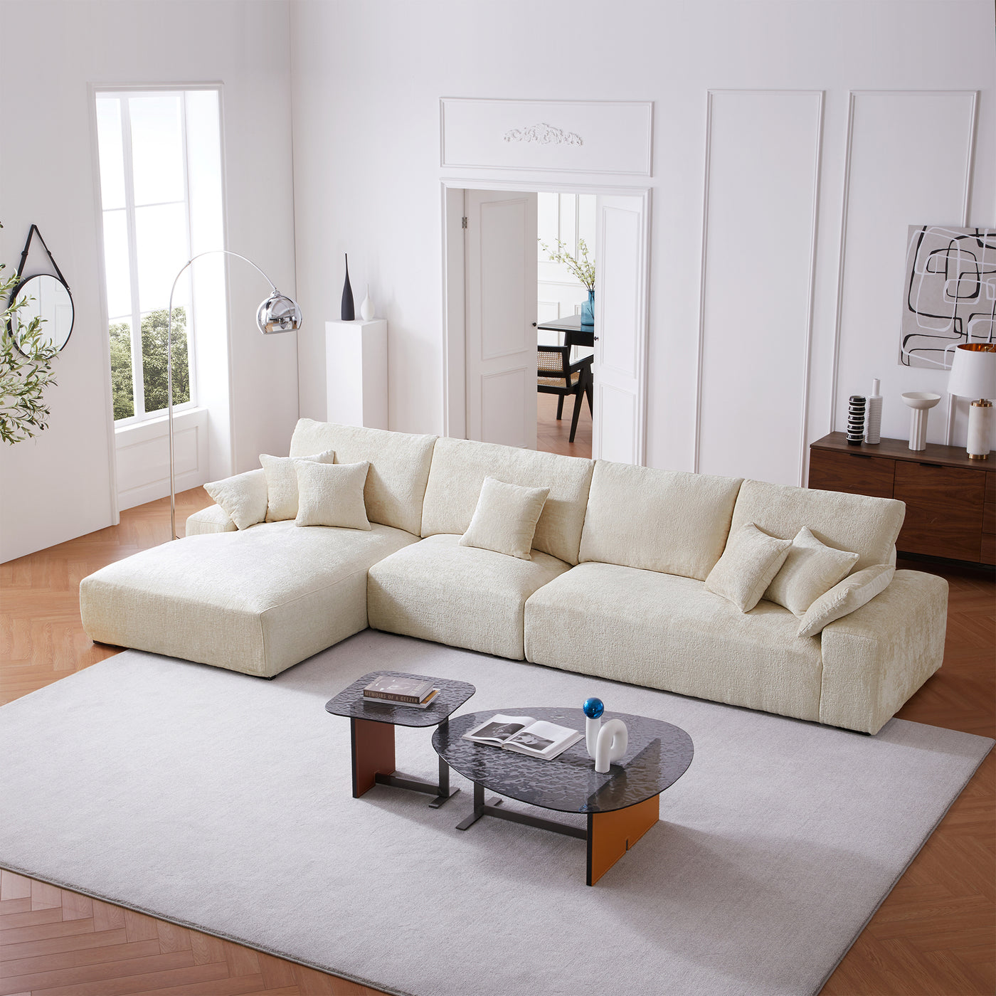 The Empress Gray Sectional-Beige