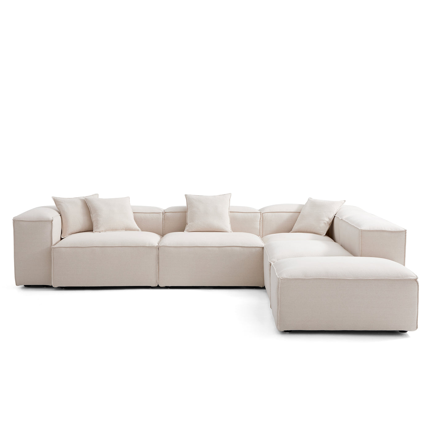 Freedom Modular Khaki L Shaped Sectional and Ottoman-Khaki-143.7"-High