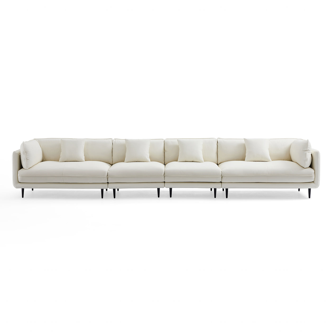 Vanilla White Leather Sofa-White-169.3″