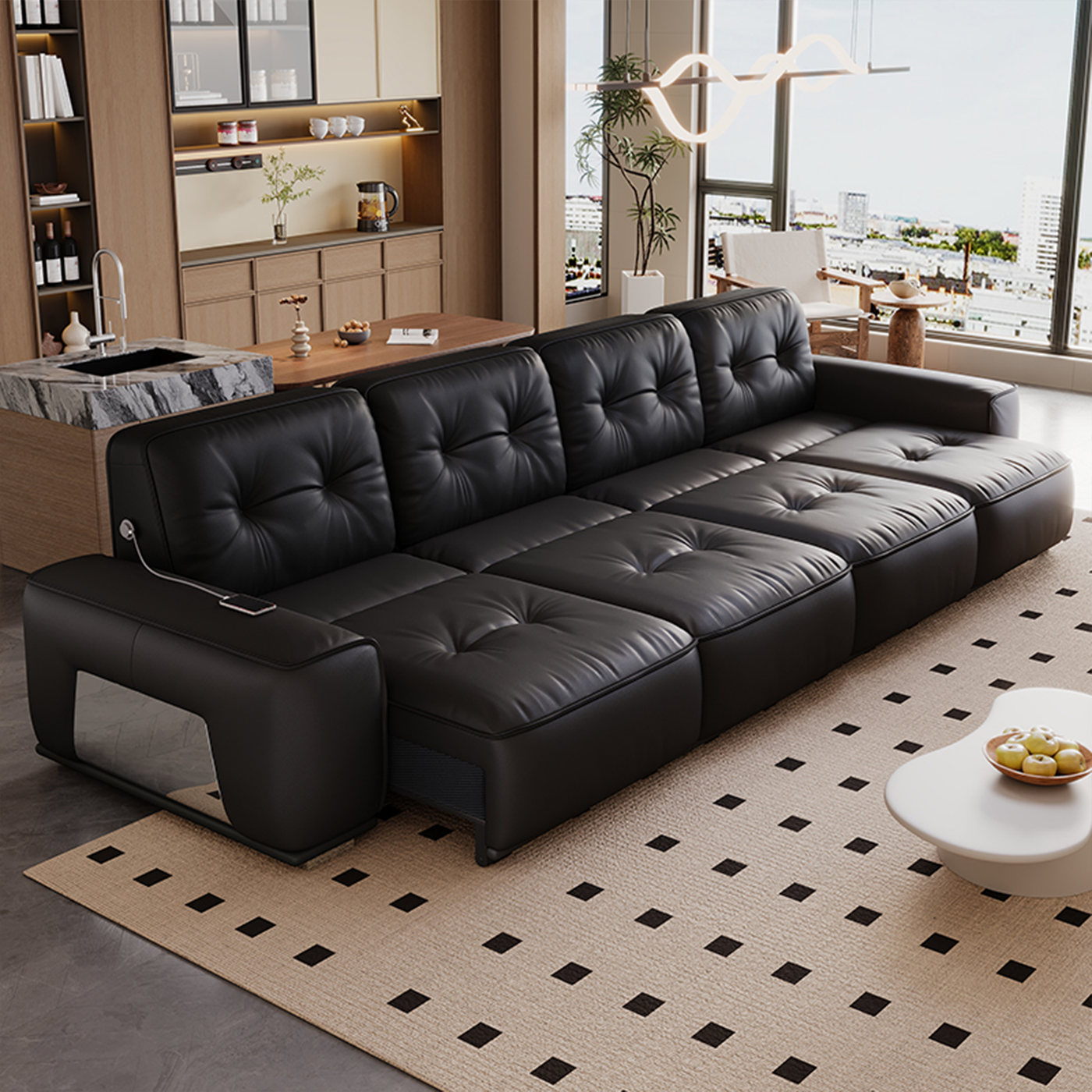 Onyx Leather Electric Recliner Sofa Bed