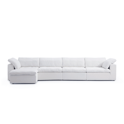 Tender Wabi Sabi Light Gray Sofa and Ottoman-White-165.4"
