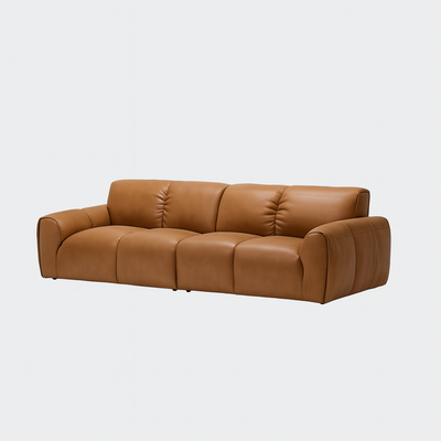 Rex Leather Sofa-Tan-98.4″