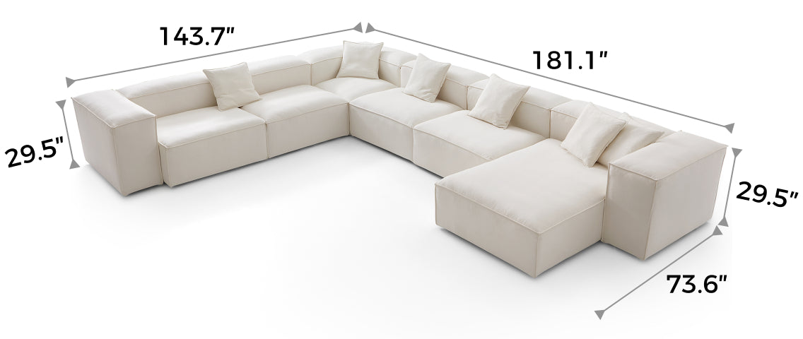 Freedom Modular Beige U-Shaped Sectional Sofa