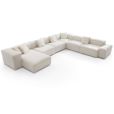 Freedom Modular Beige U Shaped Sectional Sofa-Beige-181.1"-Low & High