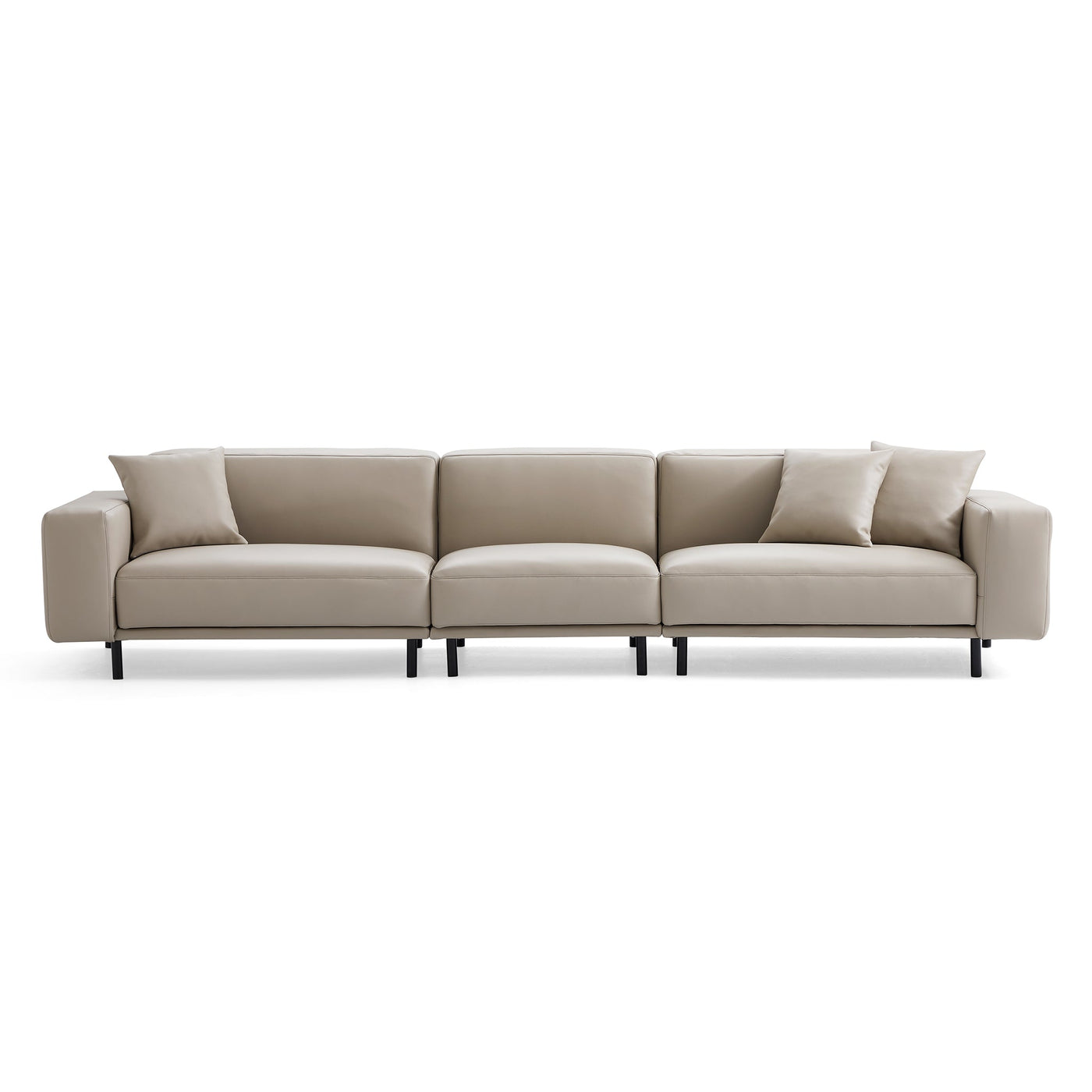 Noble Dark Gray Leather Sofa-Beige-144.9″