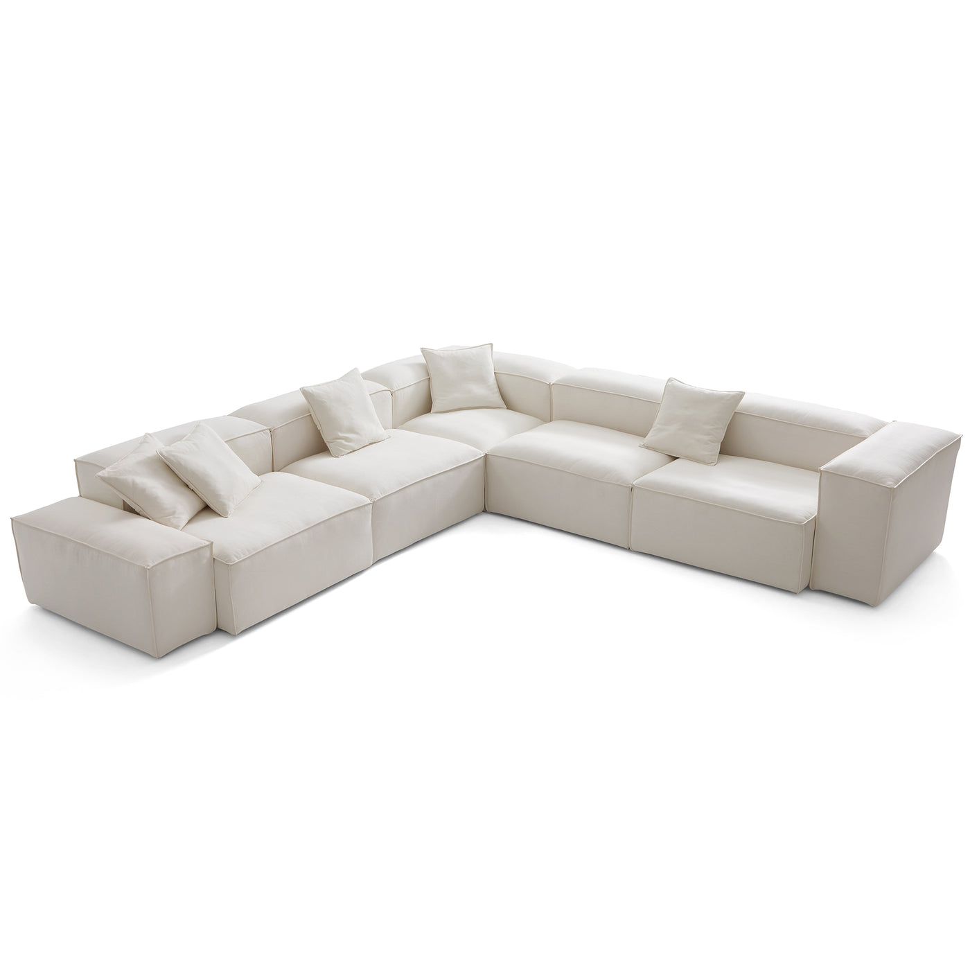 Freedom Modular Beige Corner Sectional Sofa-Beige-143.7"-Low & High