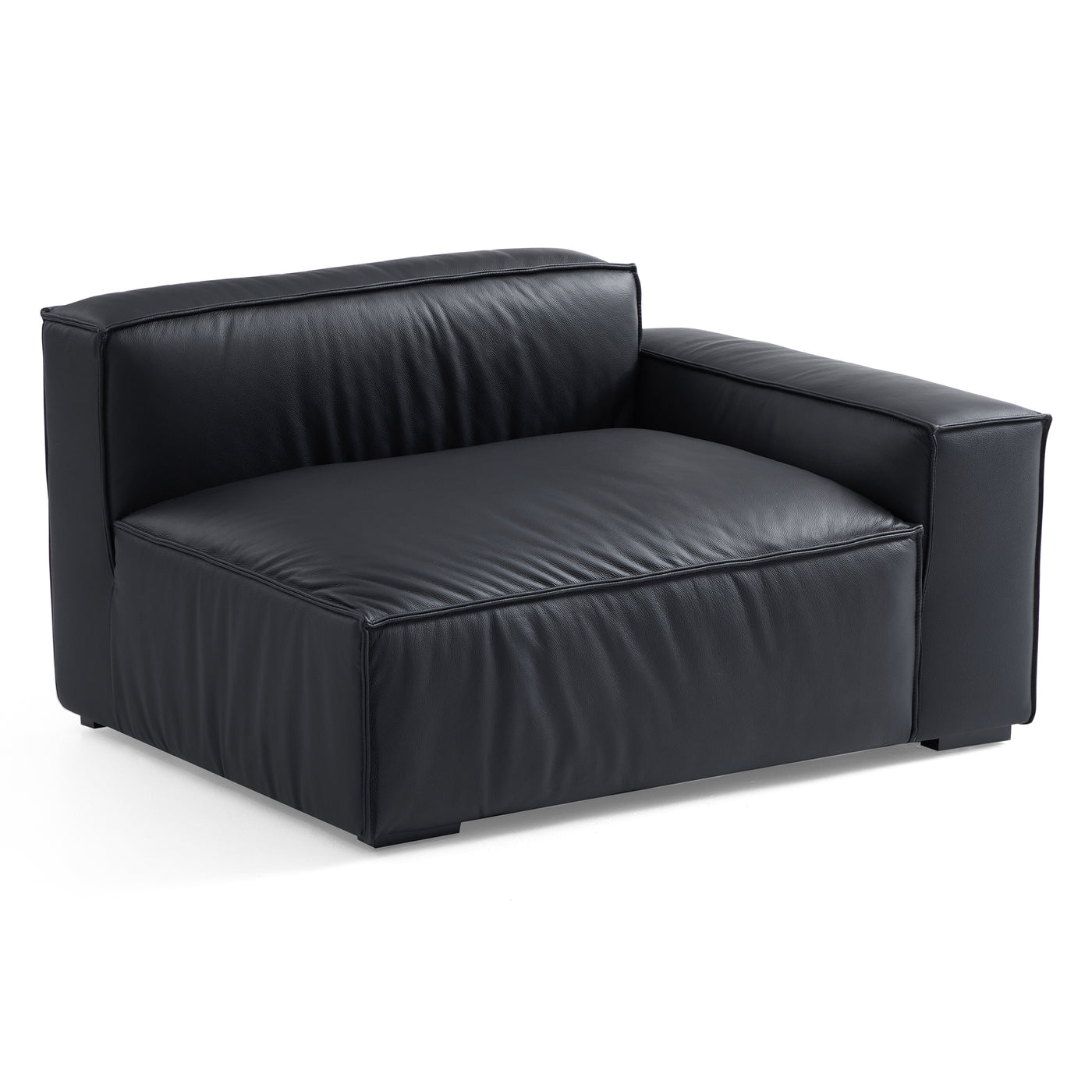Luxury Minimalist Black Leather Sectional Set-Black