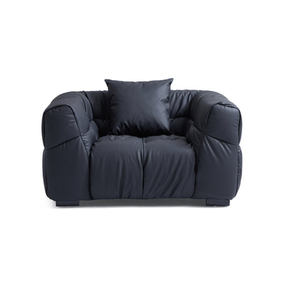 Boba Cream Leathaire Sectional Set-Black