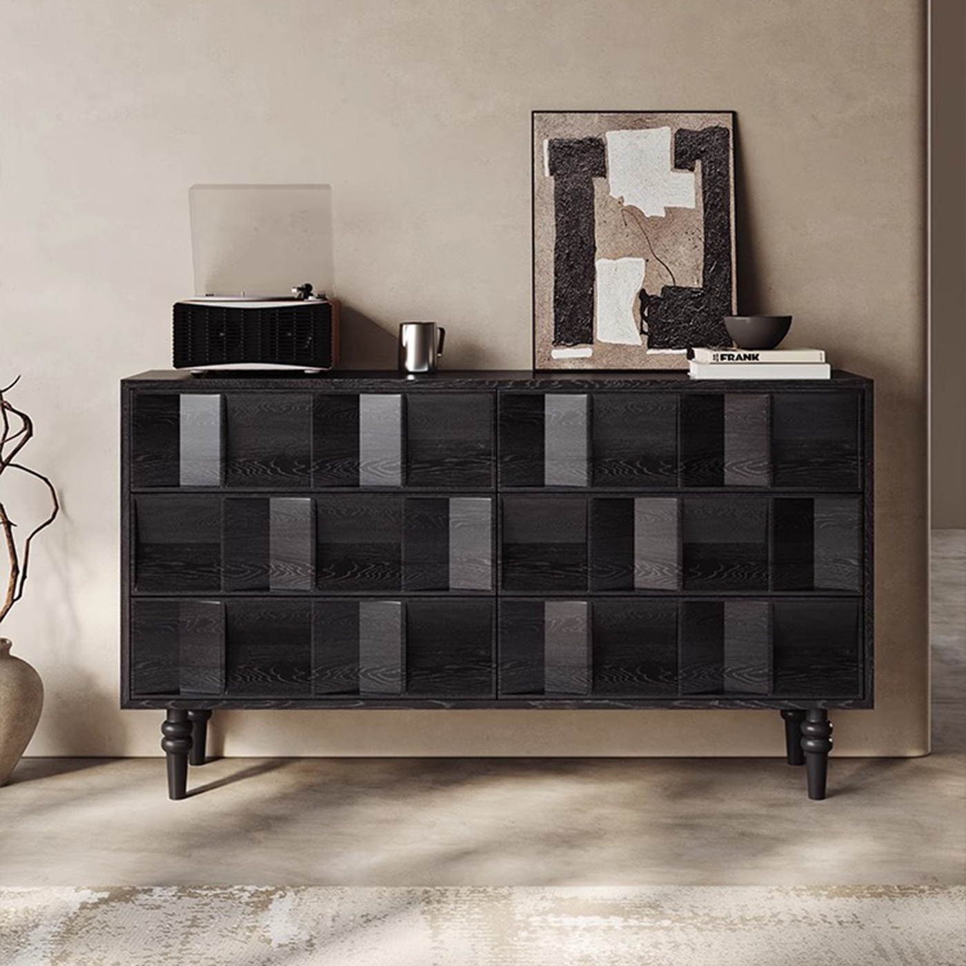 Kenzo Geometric Wood Sideboard