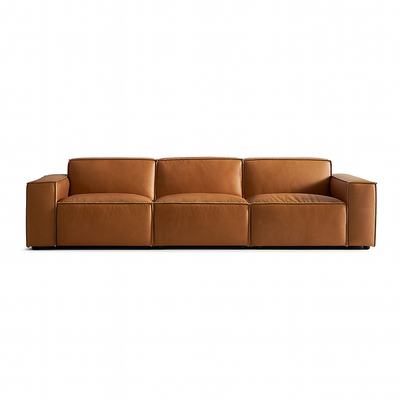 Kendall Italian Top Grain Leather Sofa-Tan-129.9"