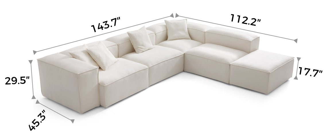 Freedom Modular Beige L-Shaped Sectional and Ottoman