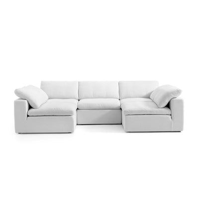 Tender Wabi Sabi U Shaped Sectional with Open Ends-White-128.0"