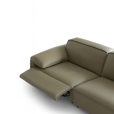 Elara Top Grain Leather Power Recliner Sofa-Olive