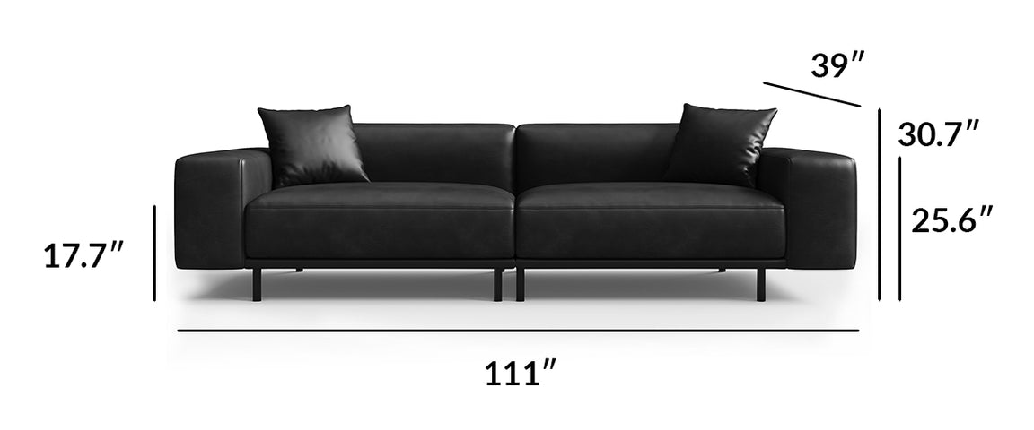 Noble Black Leather Sofa Set