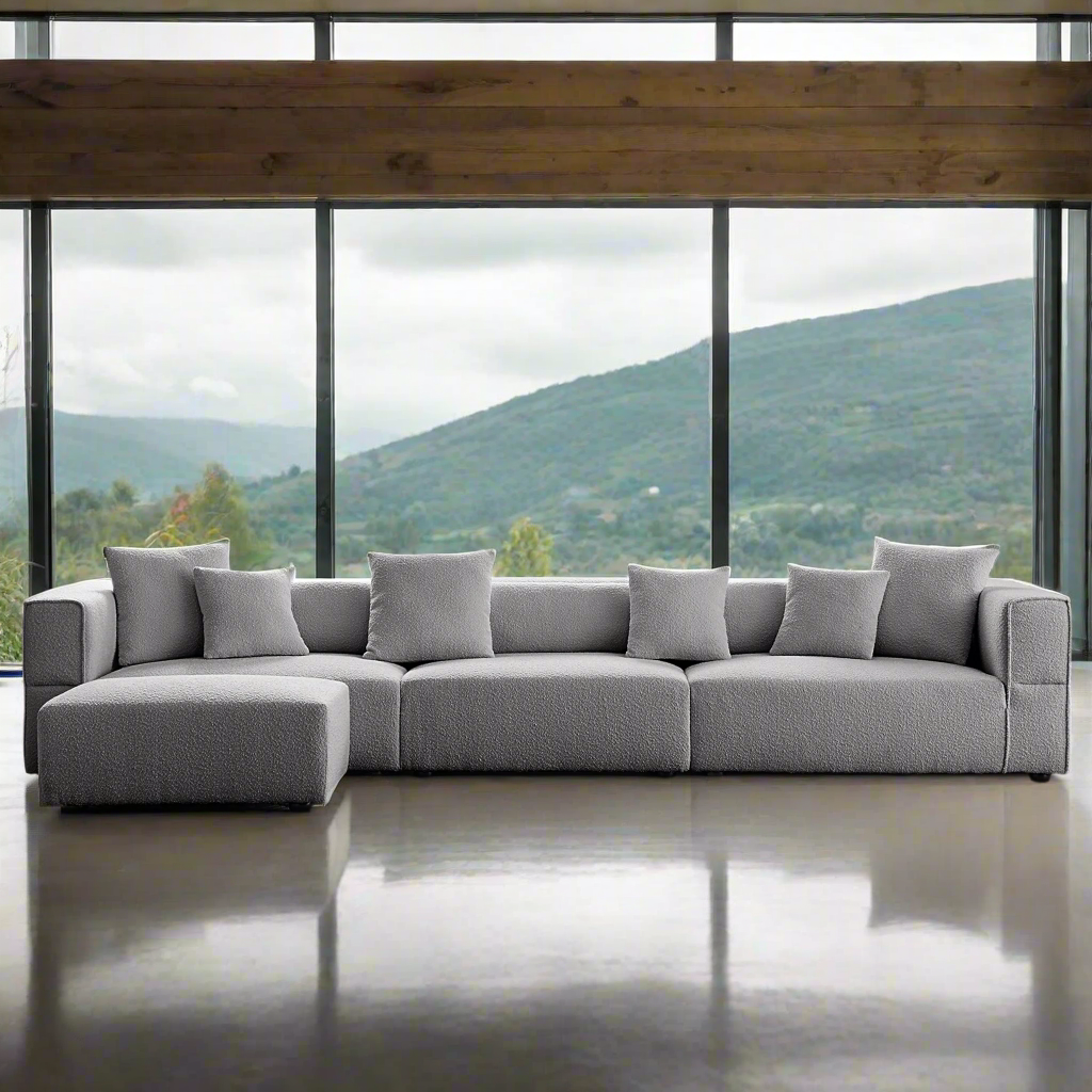 Nordic Modern Gray Sofa with Ottoman