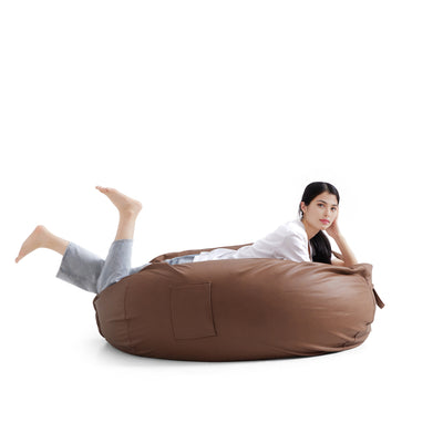 Litton Gray Leathaire Bean Bag-Brown