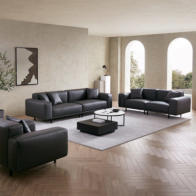 Noble Dark Gray Leather Sofa Set-Dark Gray