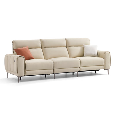 Louis Beige Leather Power Recliner Sleeper Sofa-Beige