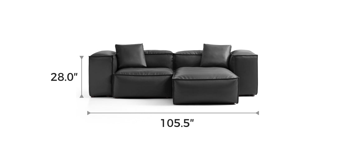 Flex Modular Black Genuine Leather Double-Sided Sectional