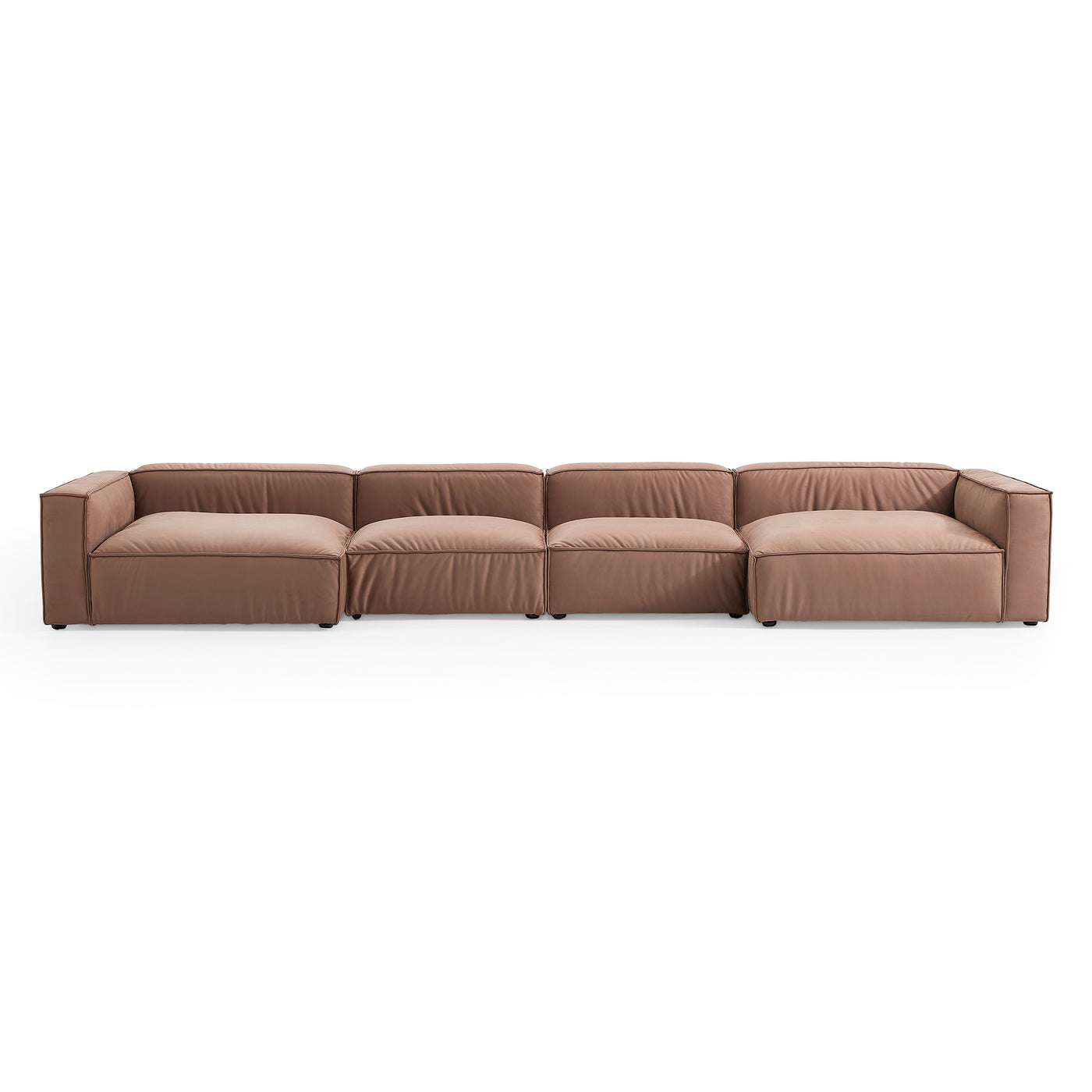 Luxury Minimalist Brown Fabric U Shaped Sectional Sofa-Brown-190.6"