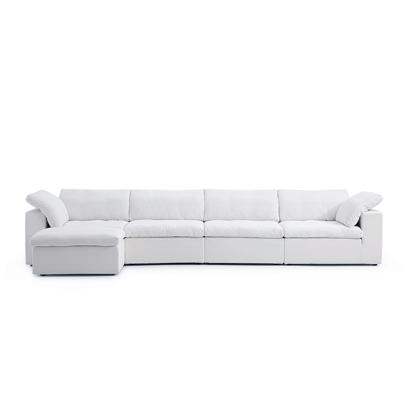 Tender Wabi-Sabi White Sofa and Regular Ottoman