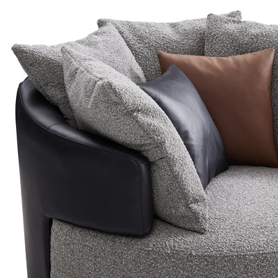 Luna Swivel Light Gray Boucle Fabric Lounge Chair-Gray