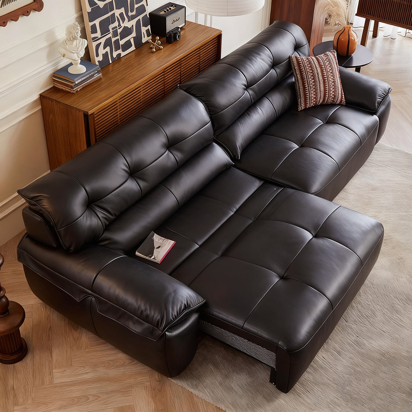 Ridhay Leather Sleeper Sofa