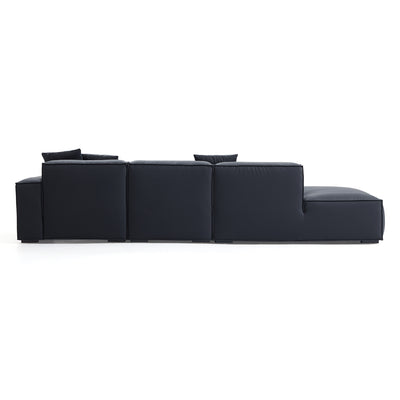 Geometry Minimalist Black Leather Sofa-Black