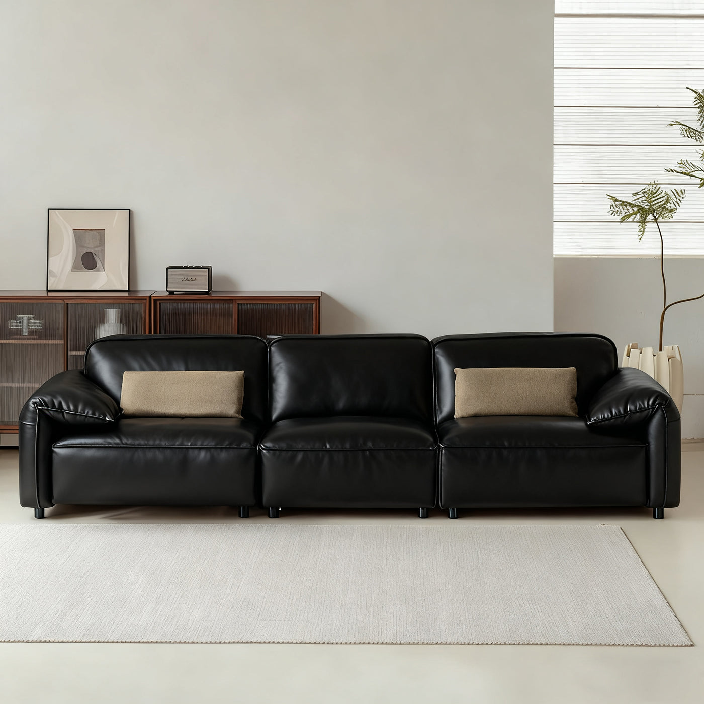 Elara Top Grain Leather Power Recliner Sofa-Black