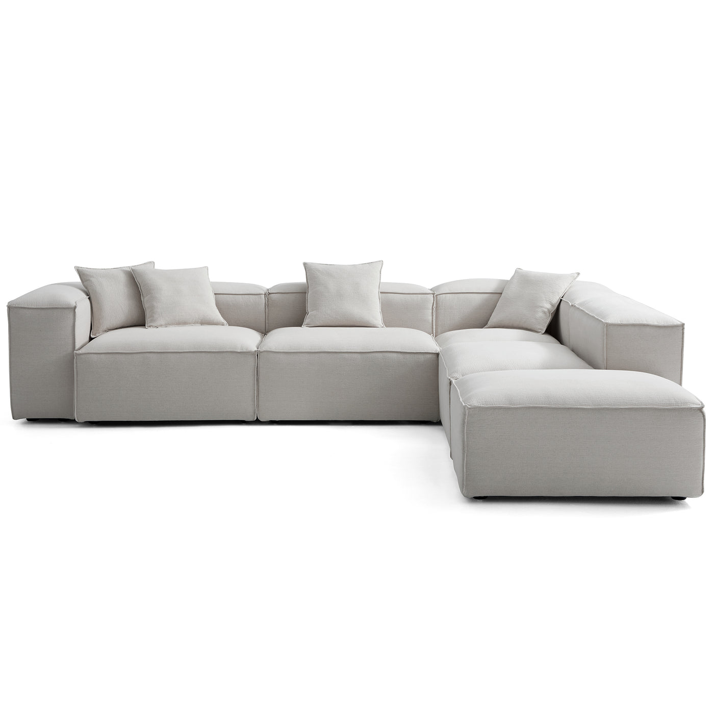 Freedom Modular Gray L Shaped Sectional and Ottoman-Gray-143.7"-High