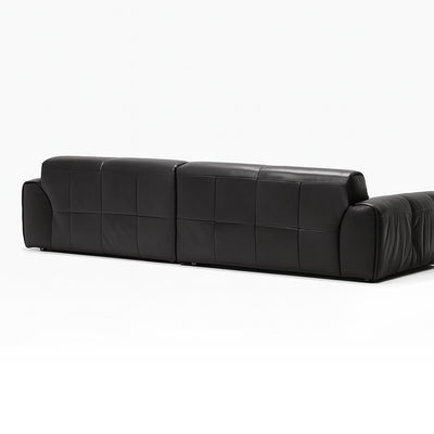 Rex Leather Sofa-Black-98.4″