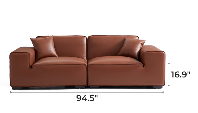 Domus Modular Brown Leather Sofa