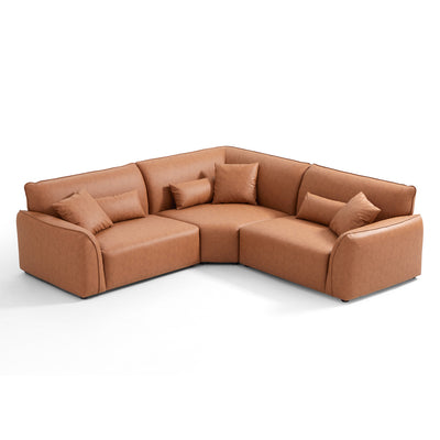 Milano Moda Minimalist Brown Corner Sofa-Brown