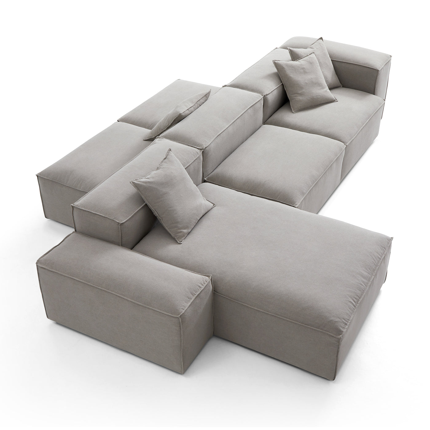 Freedom Modular Double Sided Sectional Sofa-New Gray-143.7"-Low & High