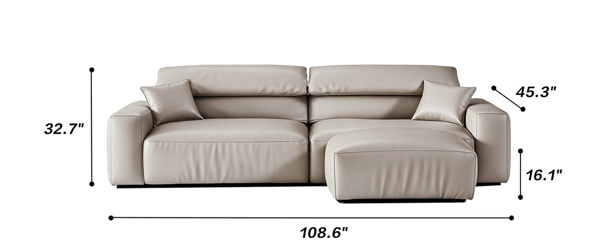 Chestnut Tan Leather Sofa and Ottoman
