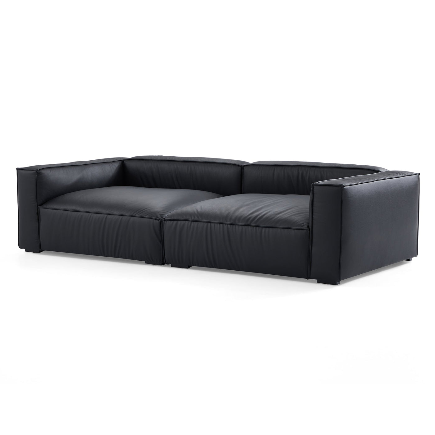 Luxury Minimalist Dark Brown Leather Daybed Sofa-Black