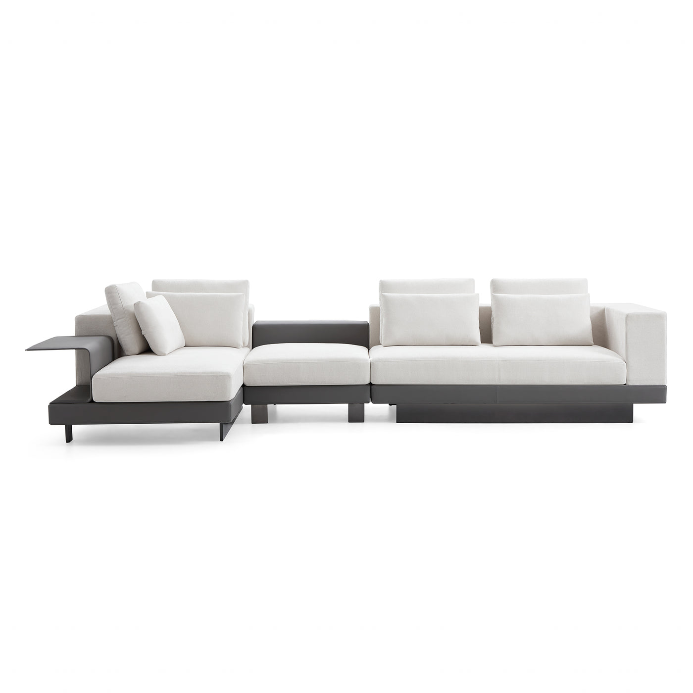 Connery Minimalist White Sectional-White-147.0″-Facing Left