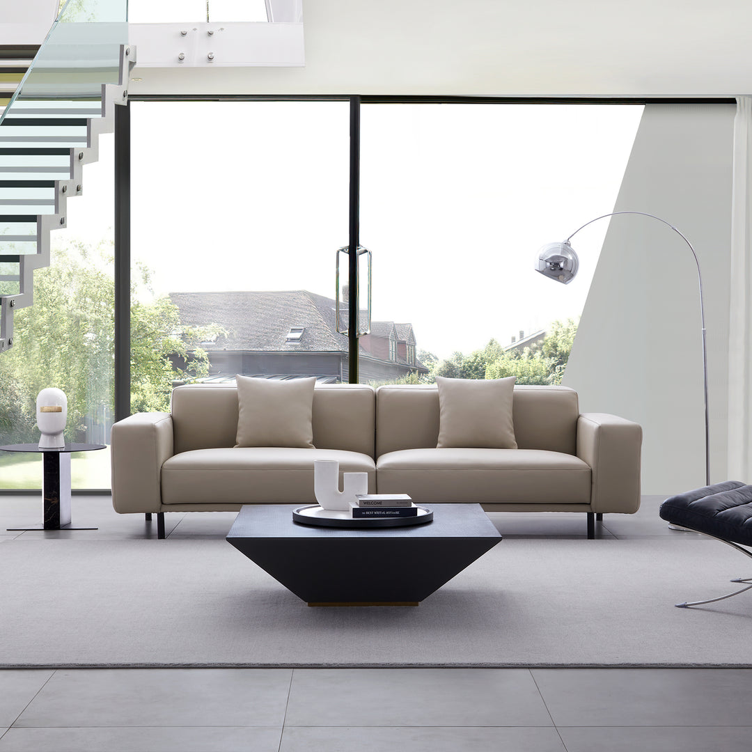 Noble Beige Leather Sofa-Beige