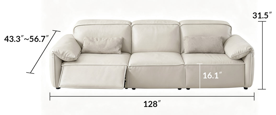 Elara Top Grain Leather Power Recliner Sofa