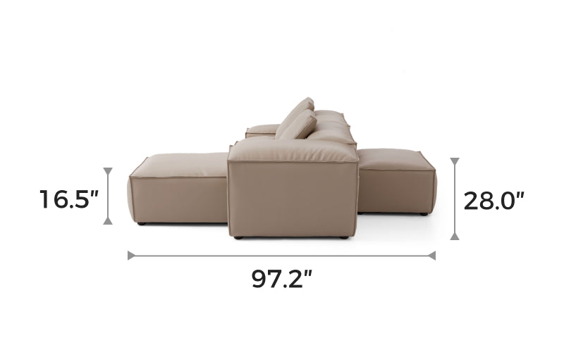 Flex Modular Khaki Genuine Leather Double-Sided Sectional