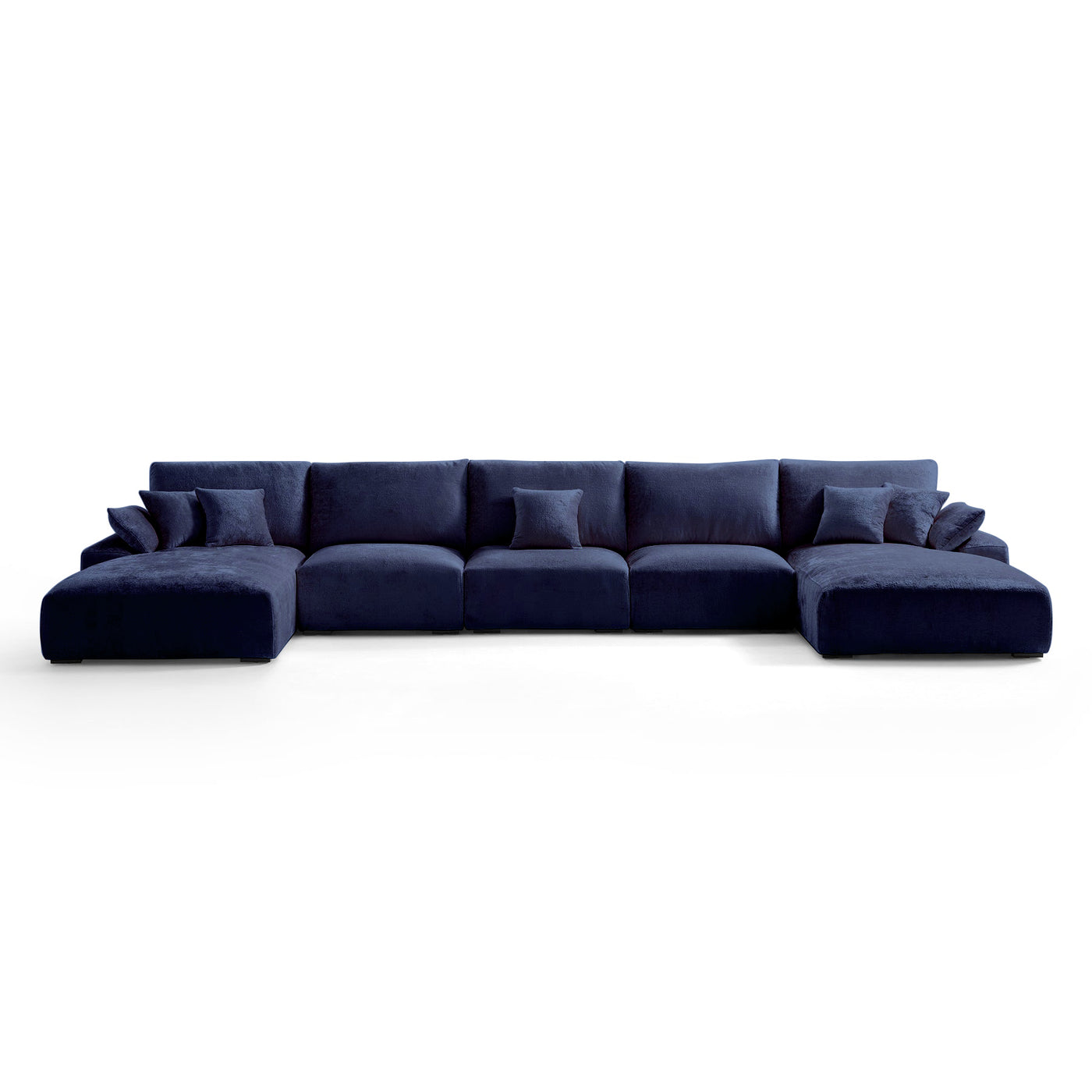 The Empress Green U Shaped Sectional-Navy Blue-196.9"