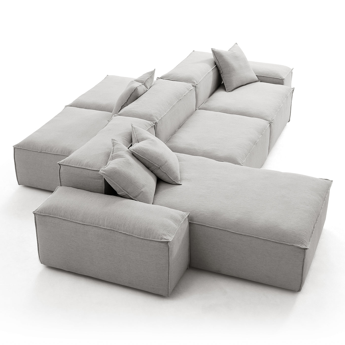 Freedom Modular Gray Double Sided Sectional Sofa-Gray-143.7″-Low