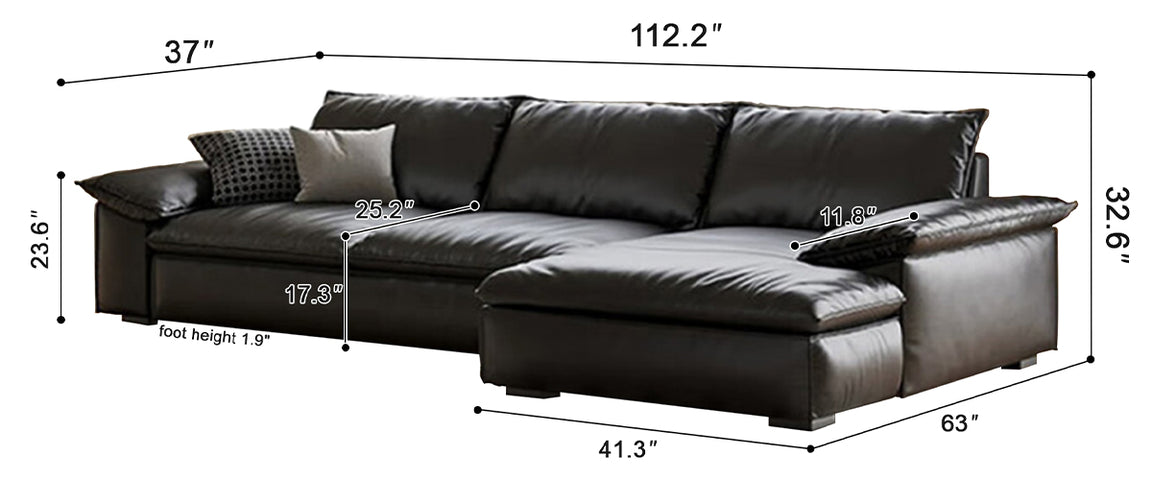 Brownie Modern Luxe Leather Sofa