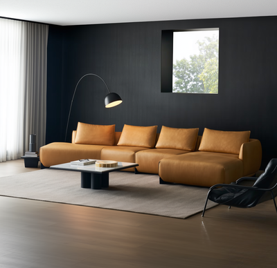 Amber Vintage Leather Sectional-Tan